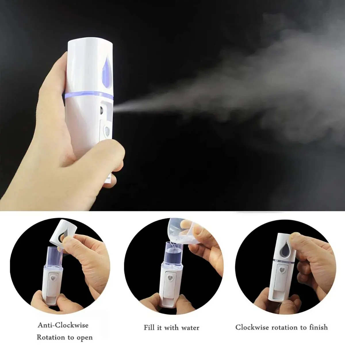 Mini Facial Nebulizer Hydrating Steamer Portable Air Humidifier 20ml Fine Mist Skin Firming Beauty Device 1/3 Pieces Pack