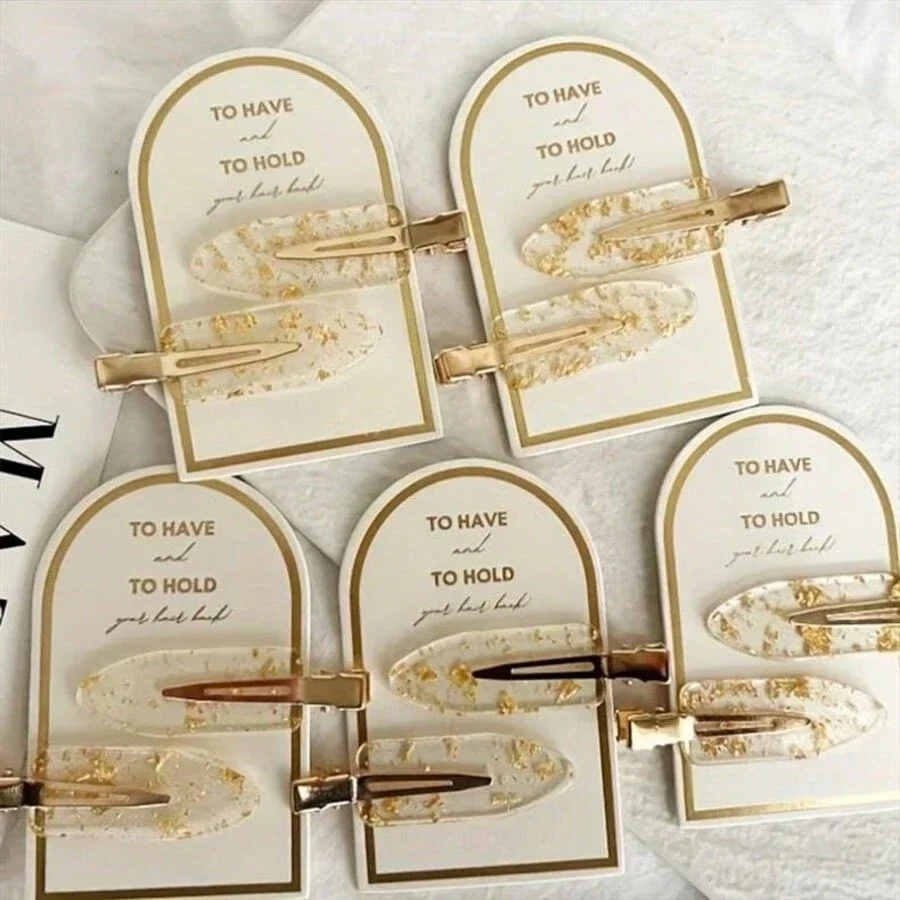 Gold Foil Hair Clips Set For Women Bridesmaid Gift Seamless Hair Accessories