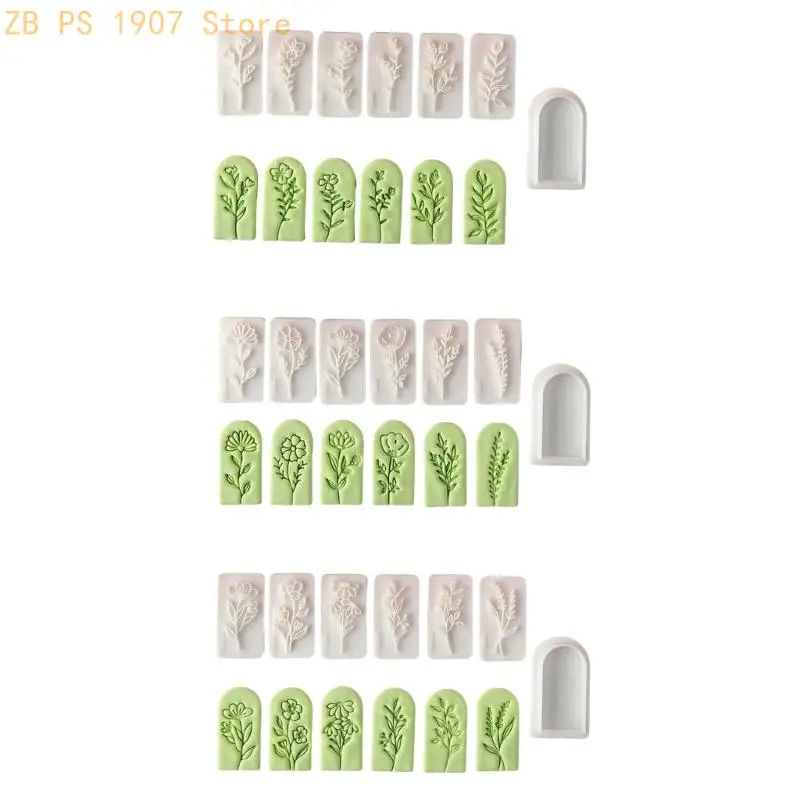 

7pcs Artistic Molds for Crafting Floral Polymer Clay Earrings Handmade Jewelry Tools Ear Accessory Making Mould 55KA