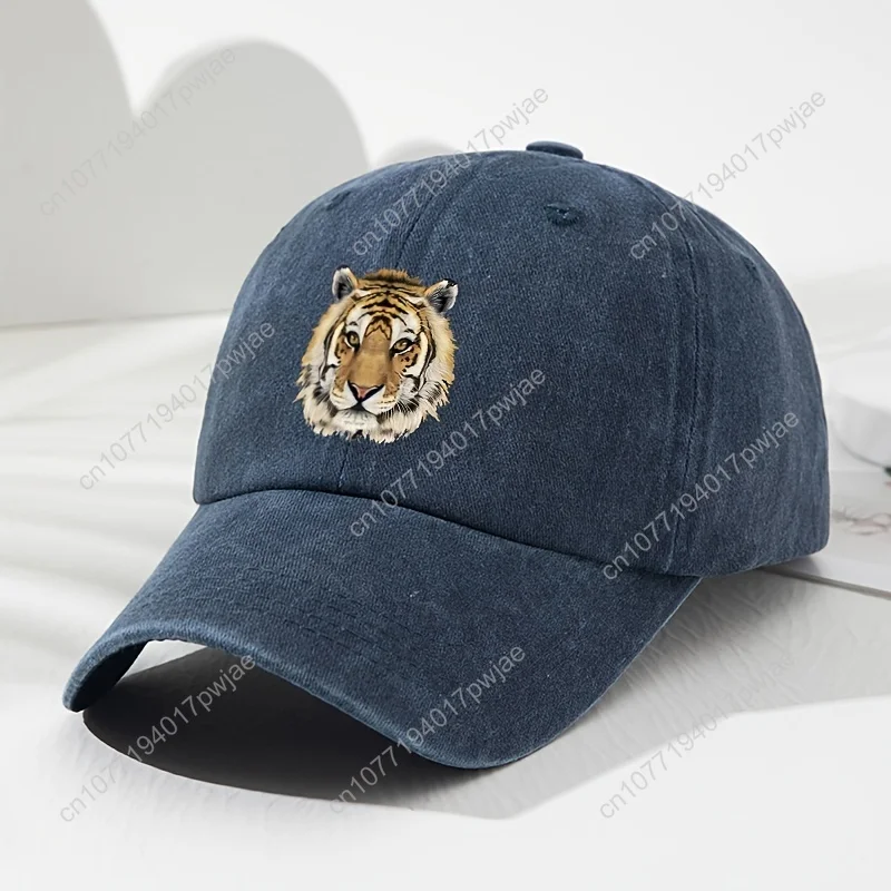 [Gorra de tigre retrô] Boné de beisebol com estampa de tigre macio |   Chapéu unissex ajustável ao ar livre para esportes, pesca, camping e caminhadas