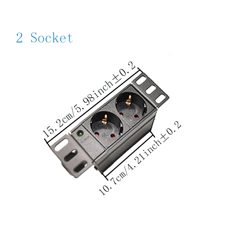 Eu Power Strip Aluminium Legering Shell 2/4/6/8 Unit Duitse Outlets 2M Verlengsnoer Geen Schakelaar hoge Kwaliteit Home Office Socket