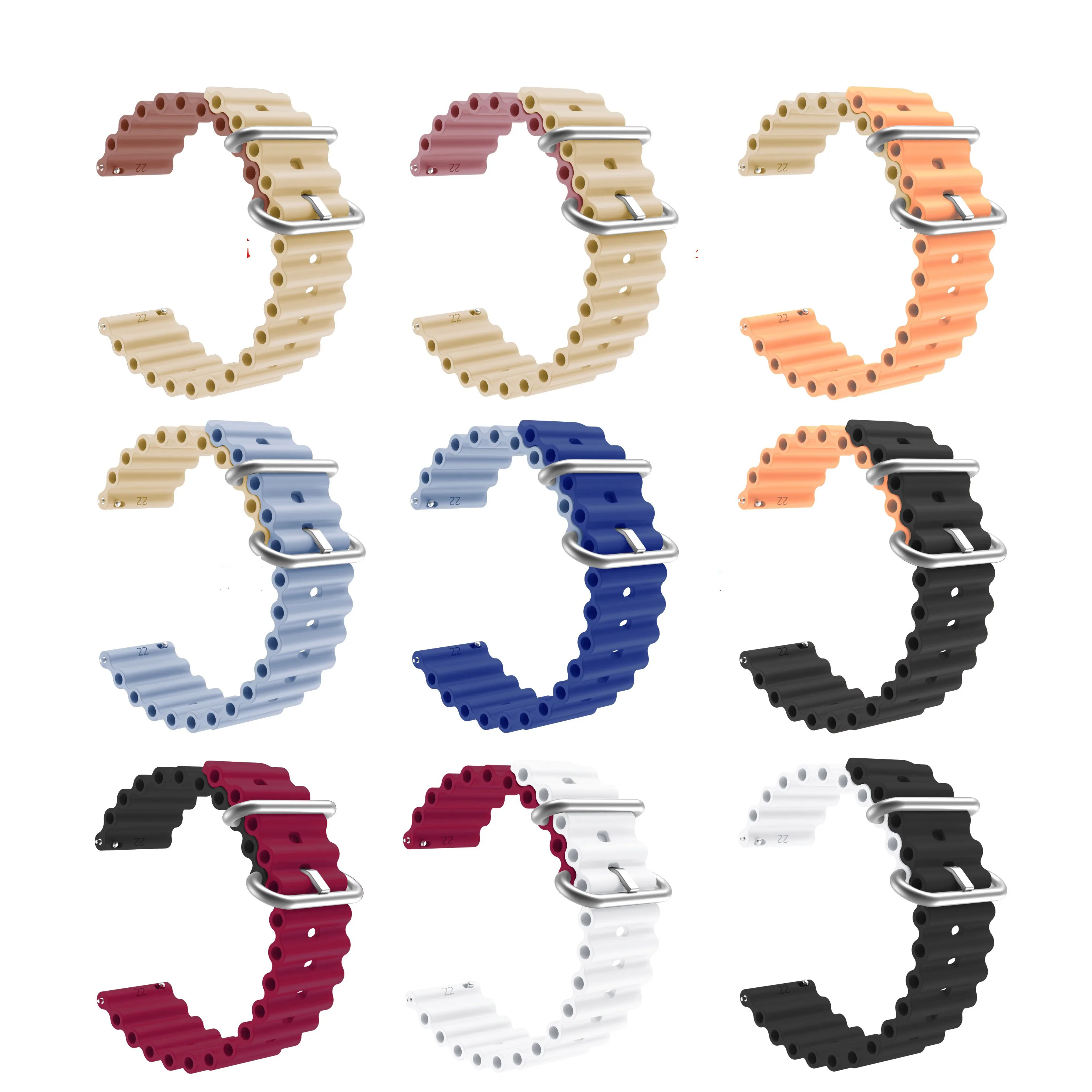 20 mm 22 mm slimme horlogebanden 2025 met roestvrijstalen gesp Milieuvriendelijke siliconen snelsluiting verstelbare riem voor heren Dames