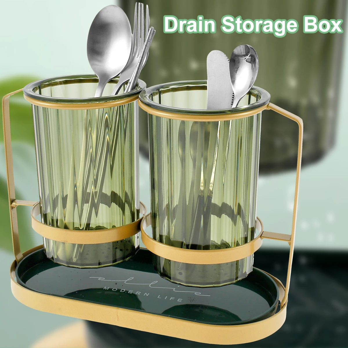 

Toothbrush Holder Set for Bathrooms Drainage Utensil Holder Stylish Tooth Brush Stand Detachable Silverware Drying Rack