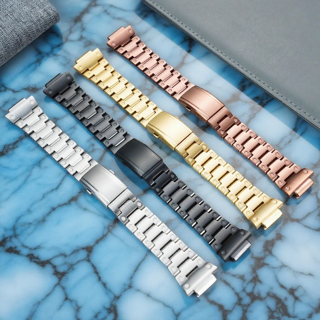 카시오 G-SHOCK GM-2100 농가 오크 시리즈 시계 체인 수정 된 솔리드 스테인레스 스틸 시계 스트랩 16mm 실버 골드 팔찌