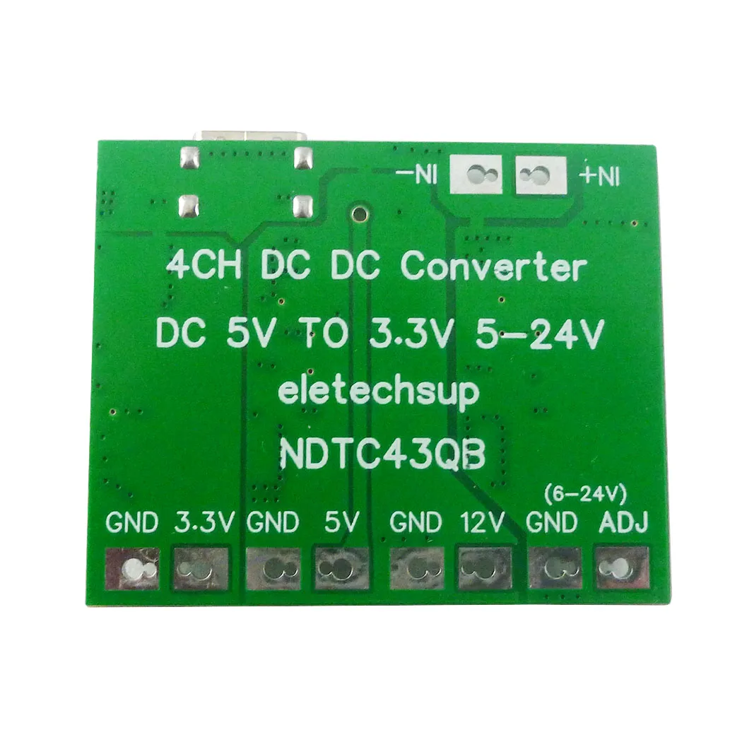 DC-DC LDO Converter 5V TO 3.3V 6V 9V 12V 15V 24V Adjustable Output Board 4CH 20W Multi-function TYPE-C Power Supply Module