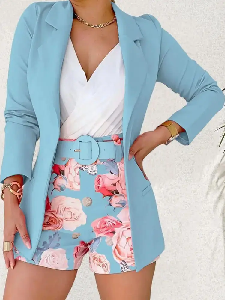 

Юбка с воротником и сумка с цветочным принтом, комплект из двух предметов, женская повседневная спортивная одежда, длинный комплект из полиэфирного волокна Sve ort Sve