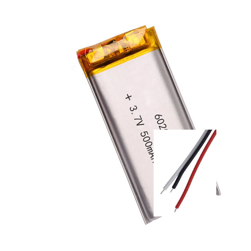 Rechargeable 3.7V 500Mah 602045 JST 3Pin Li-Polymer Li Ion Battery For Charging Smart Watch GPS Power Bank Tablet Mobile Power