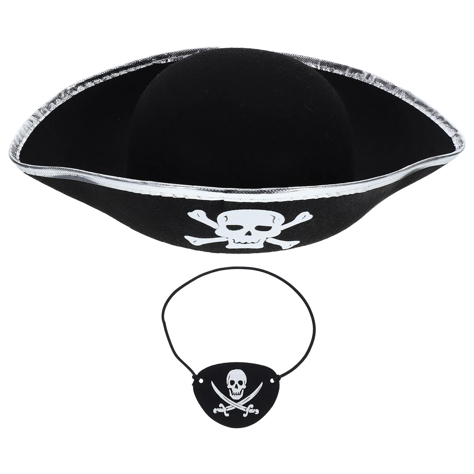 2 Pcs 해적 모자 눈 패치 세트 해골 디자인 성인 의상 액세서리 할로윈 파티 용품