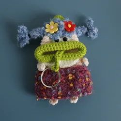 Funny Sausage Mouth Girl Series Crochet Keychains Wholesale Cute Doll Knitted Bag Keyring For Car Keys Holder Custom Accessories