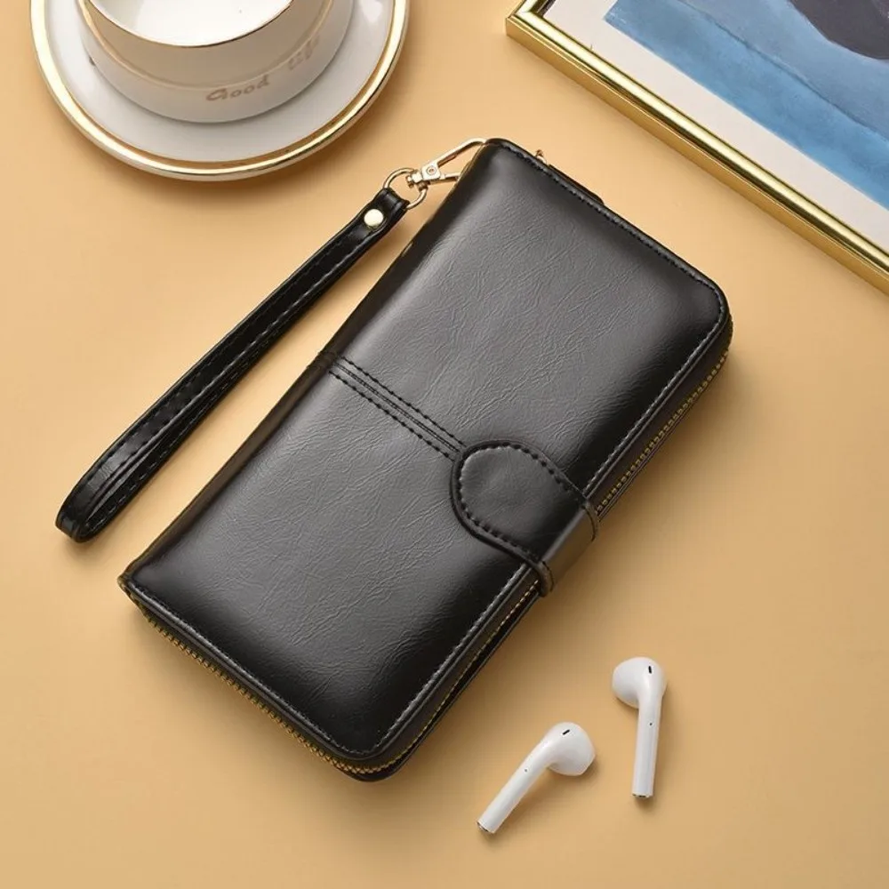 Portfel damski z PU skóry, wielofunkcyjny, długi, o dużej pojemności, na pieniądze.