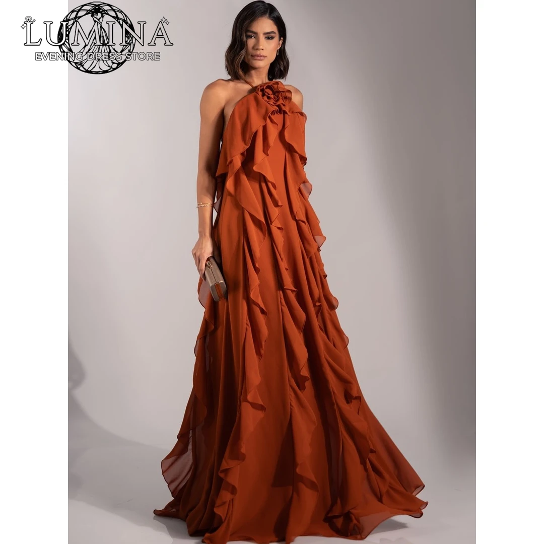 

Lumina Line A Woman Elegant Dress 3D Flowers Long Elegant Evening Party Dresses for Special Occasions Custom Made Prom Women's