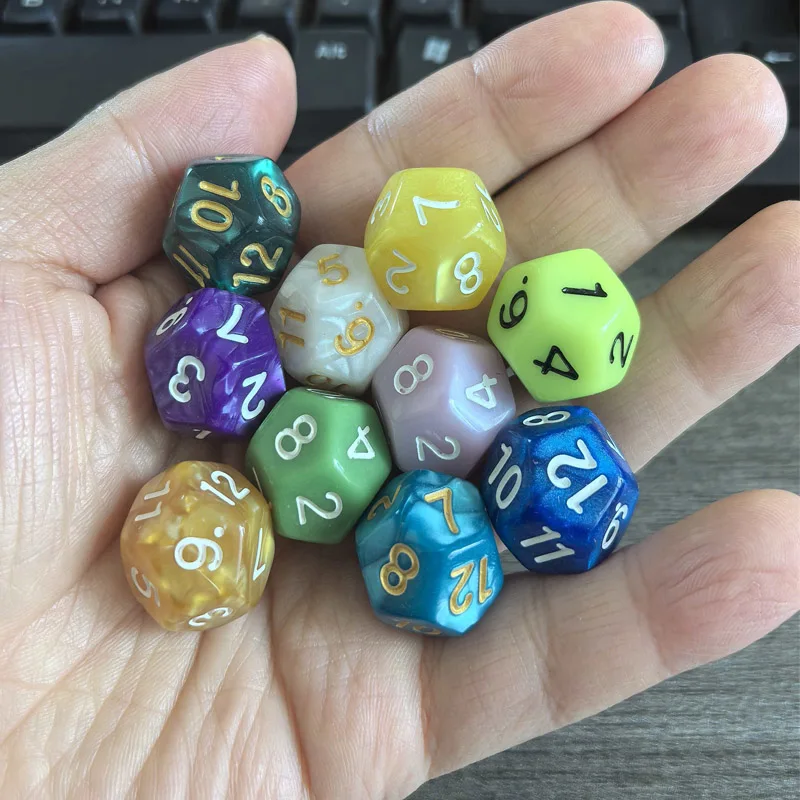10PCS Polyhedron Acrylic D12 12Sided Dice For Classroom Math Educational Toys Learning Resources Board Games Accessories