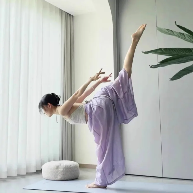Trend Pilates Yoga Pants Women Loose Casual Outerwear Trousers 5 Colors Airy Trousers Women Clothing Wide Leg Pants Baggy Pants