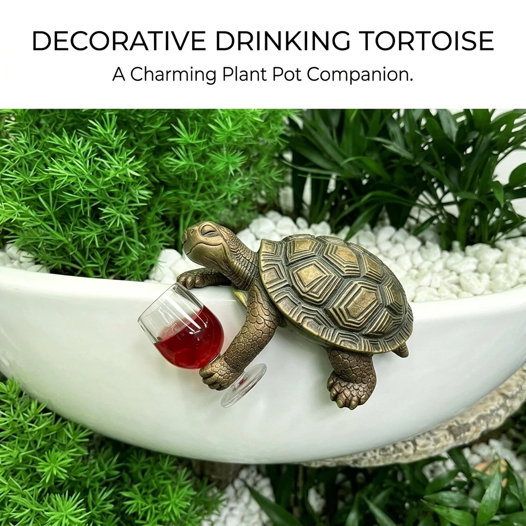 Resin Turtle Statue for Garden Homeowners Funny Drunken Tortoise Figurine Weatherproof Yard Art Decor Patio Lawn Ornament
