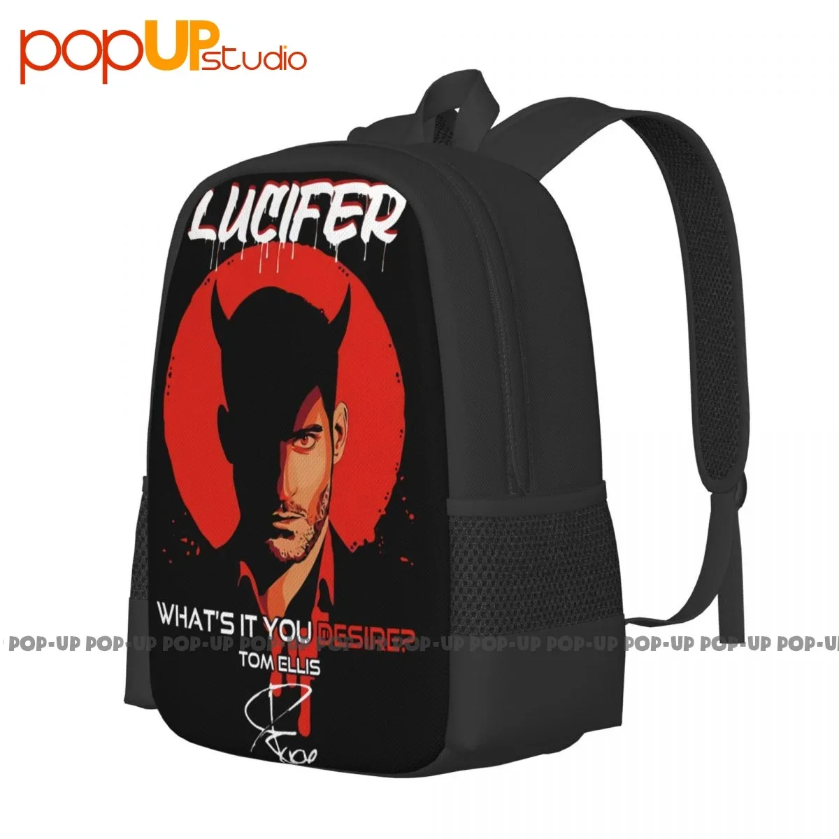 Lucifer Whats It You Desire Lucifer Morningstar Tom Ellis Backpack Large Capacity Foldable Large Capacity