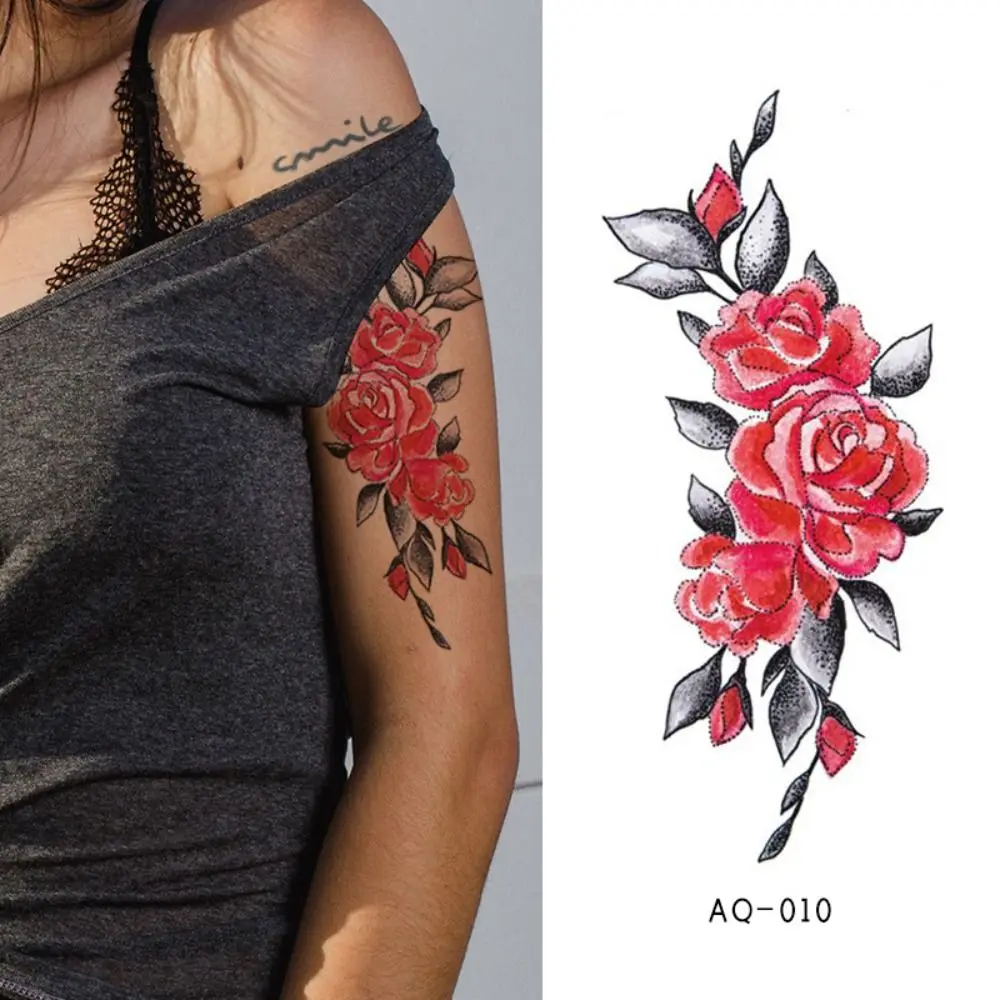 Different Styles Floral Arm Tattoo Sticker Colorful Rose Butterfly Arm Flower Sternum Tattoo Stick Waterproof