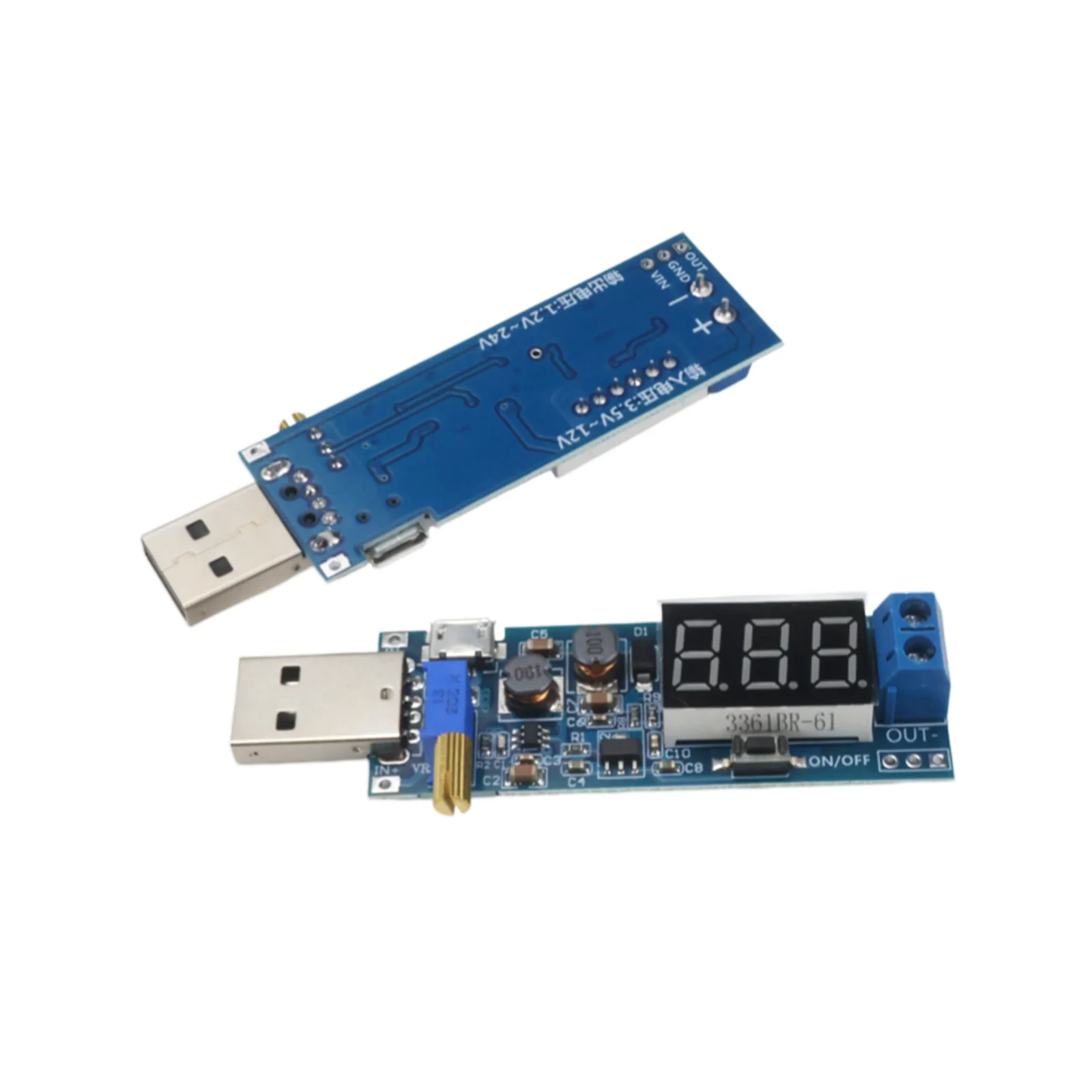 Boost Buck Converter USB Step Up Down Power Supply Module 5V to 1.2V-24V Adjustable Output Digital Display for DIY