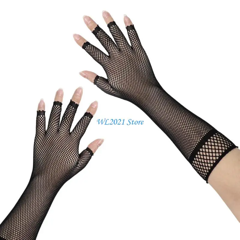قفازات G5GC للملهى الليلي للنساء والفتيات، قفازات نصف أصابع داكنة، مستلزمات الحفلات #2