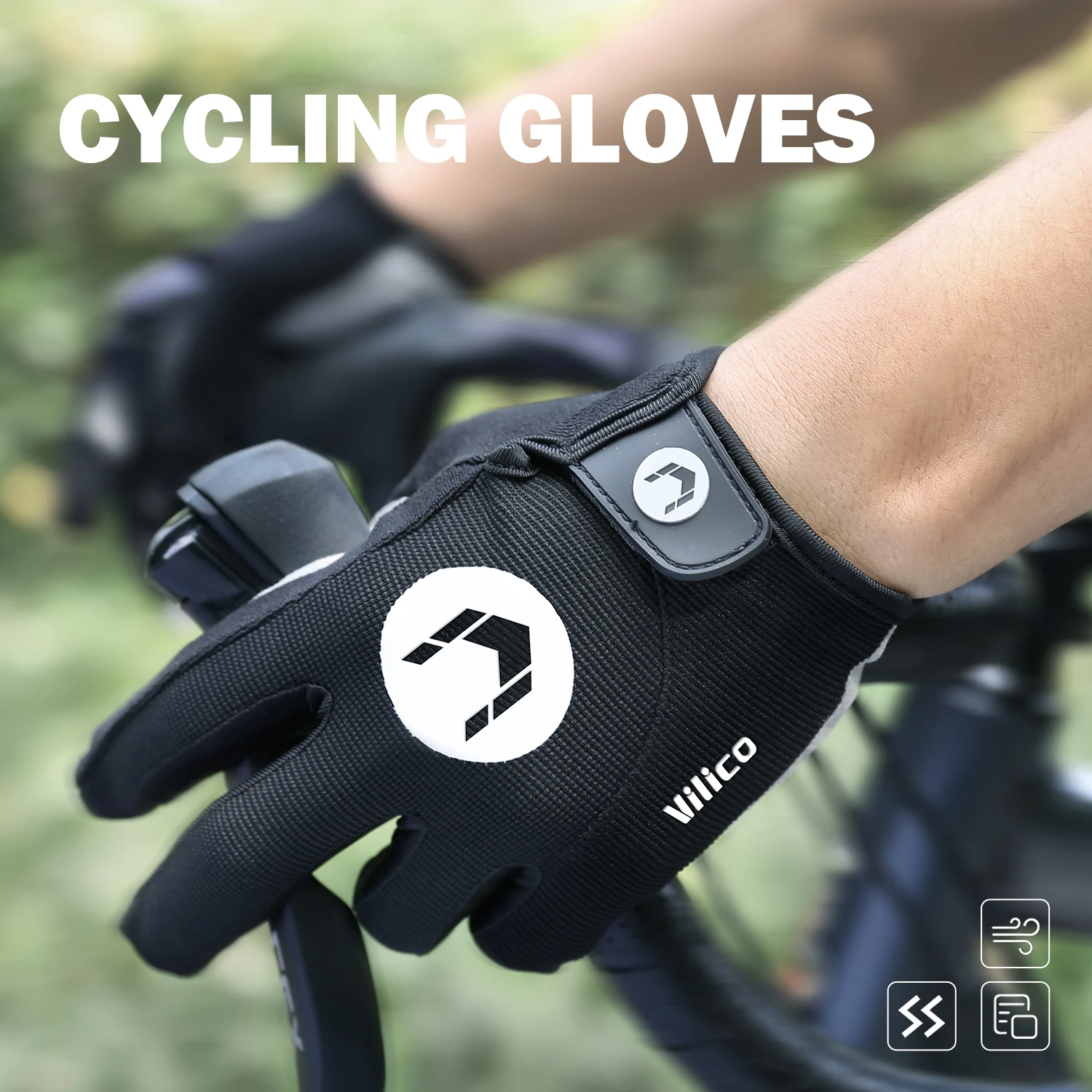 Vilico Touch Screen Cycling Gloves Full Finger Shock Absorbing Padded Bike Bicycle Gloves Breathable Anti-Slip MTB Road Bike Wor