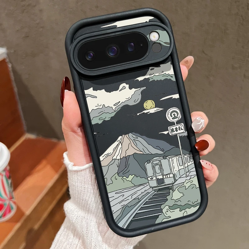 Einfarbige TPU-Hülle mit Landschaftsmuster für Google Pixel 10 8 7 Pro 8A Pixel 9 Pro XL, stoßfeste weiche Silikon-Schutzhülle – Detail 8