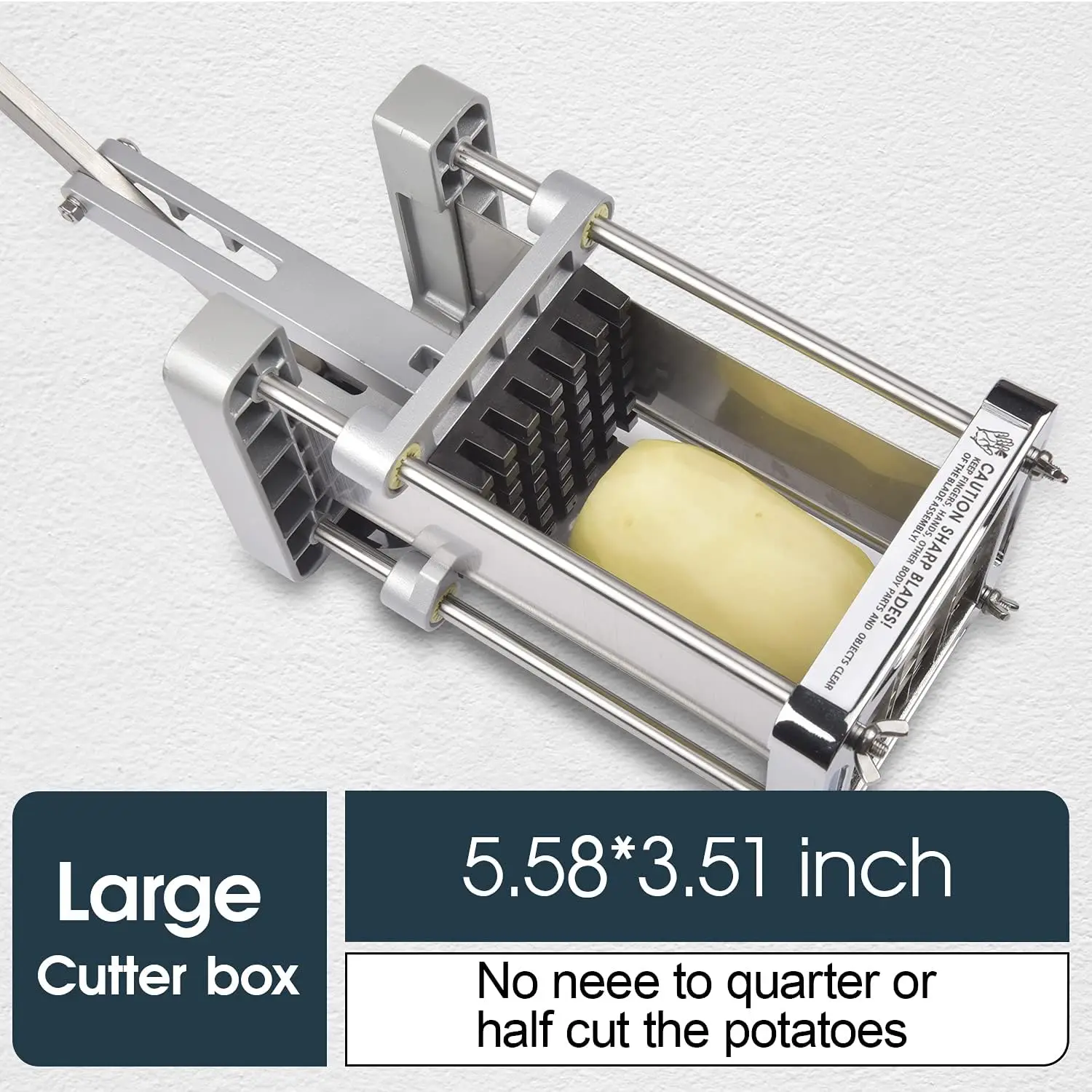 Fry Cutter, Sopito Professional Potato Cutter Stainless Steel with 1/2-Inch and 3/8-Inch Blade Great for Potatoes Carrots