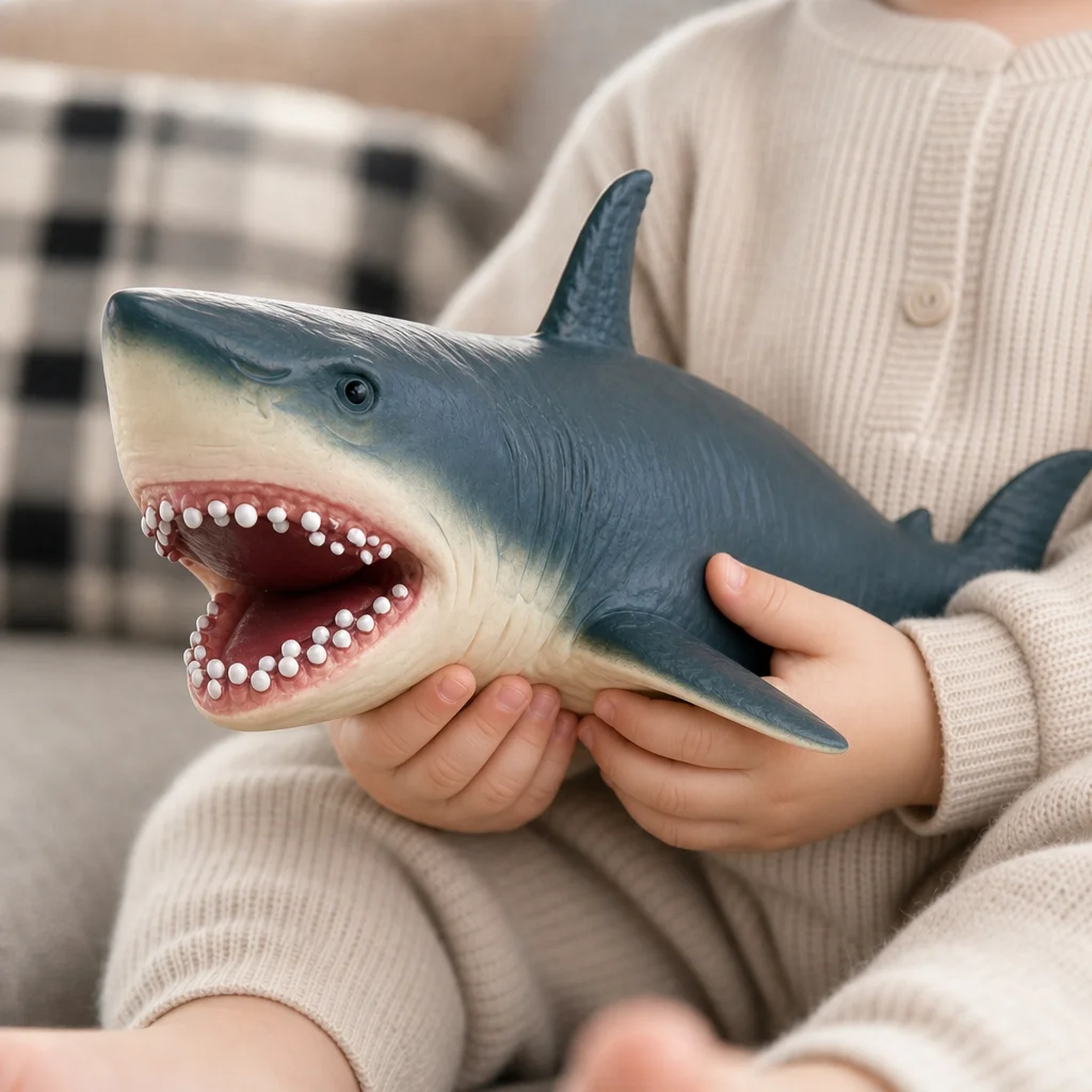Soft Rubber Shark Children's Toy Realistic Marine Animal Model Deep Sea Biota Large White Tiger Shark Dolphin Sperm Whale Boys