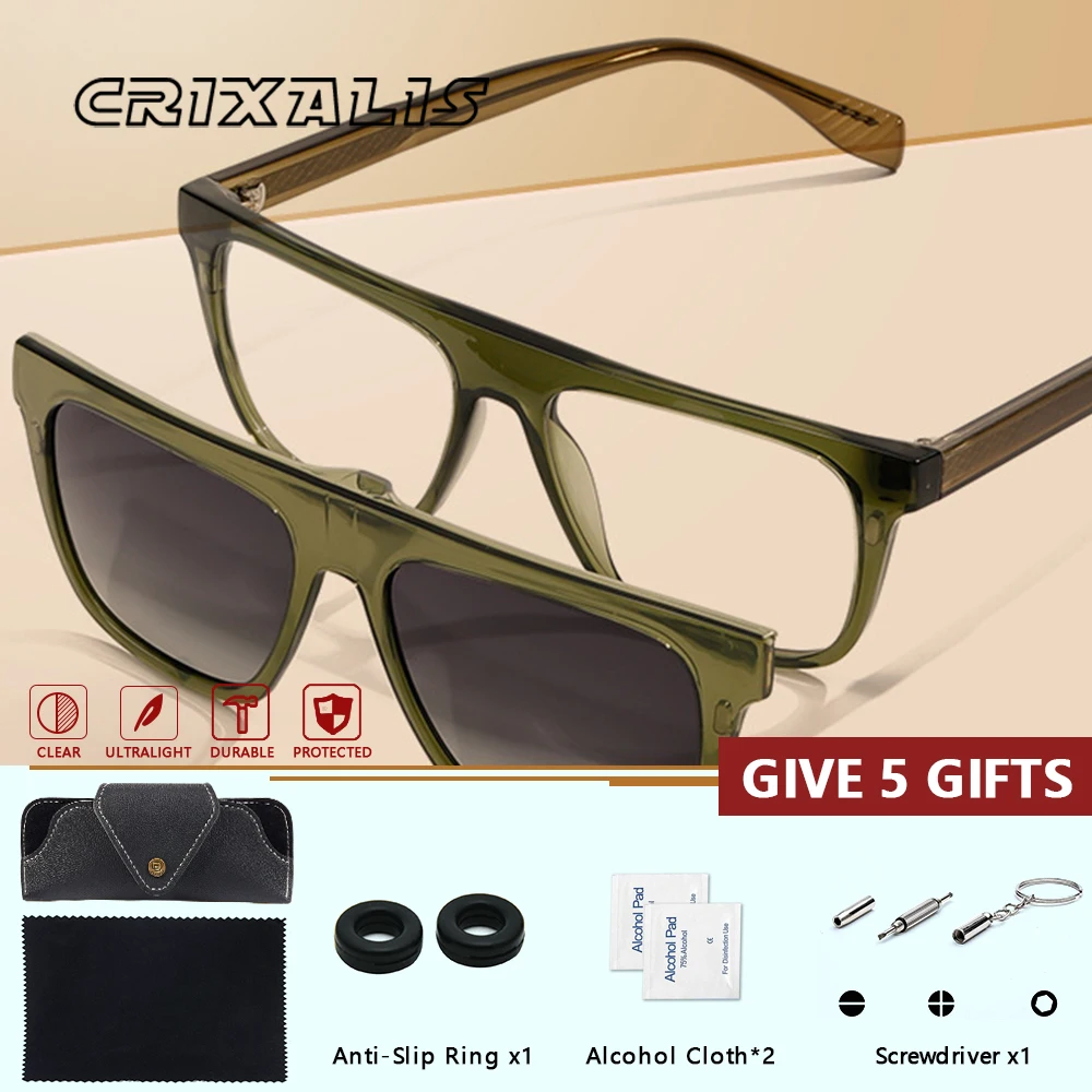 

Мужские поляризационные солнцезащитные очки CRIXALIS с магнитной застежкой, защита от синего света/для чтения/от близорукости, фотохромные очки по рецепту, UV400