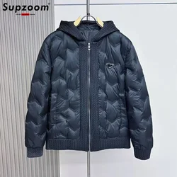 Supzoom, recién llegado, Top, moda, Logo, ropa Popular masculina, gruesa, guapo, cuello cálido, chaquetas informales de invierno para hombre