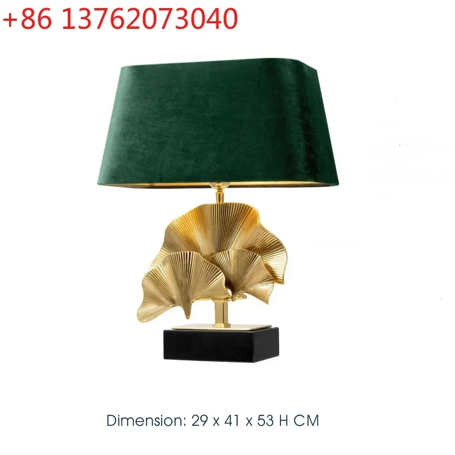 American light luxury pure copper ginkgo biloba full copper desk lamp high-end room copper lamp