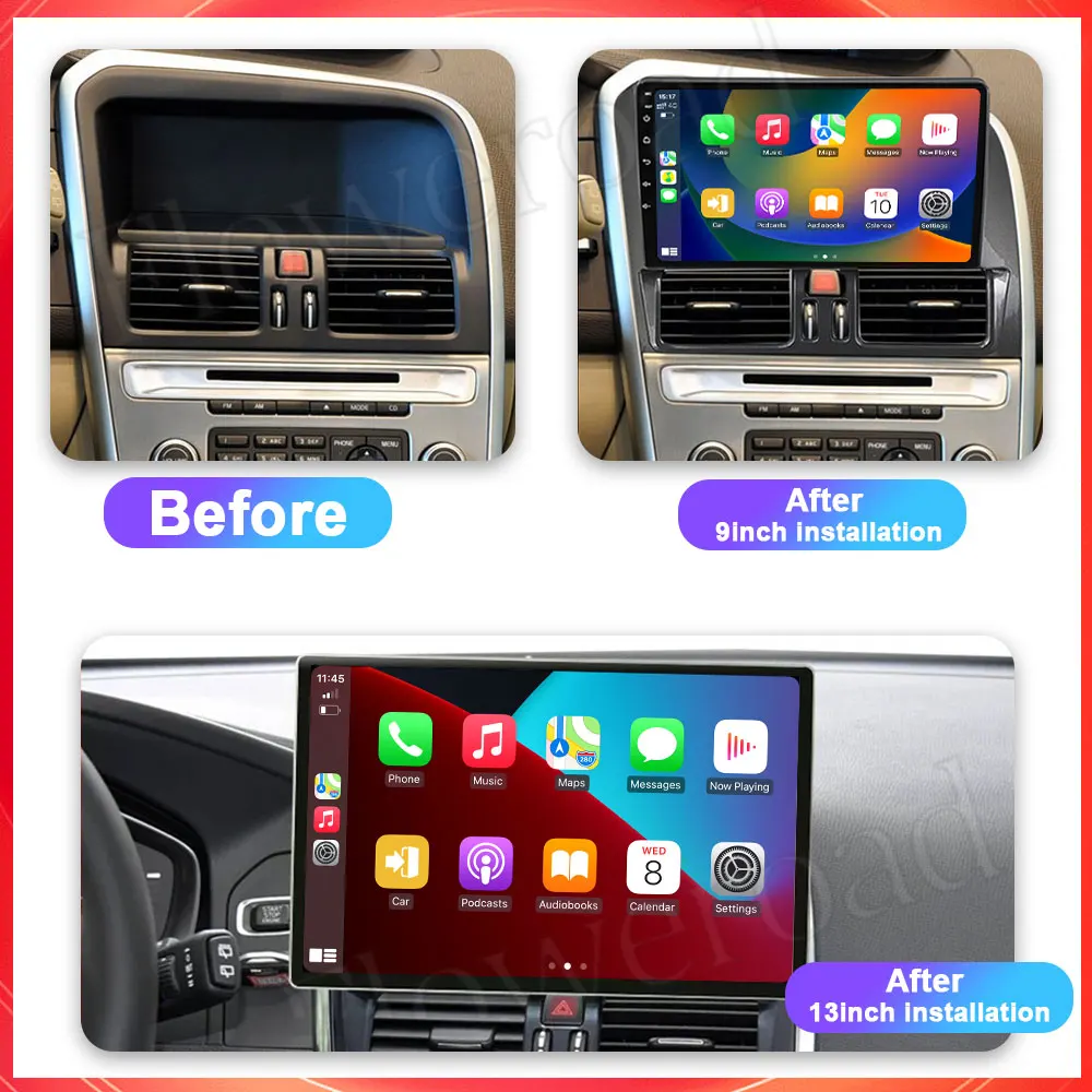 13.3 Inch Android For Volvo XC60 2009 - 2017 Car Radio Multimedia Player Autoradio Navigation GPS Bluetooth 5.0 Receiver Camera