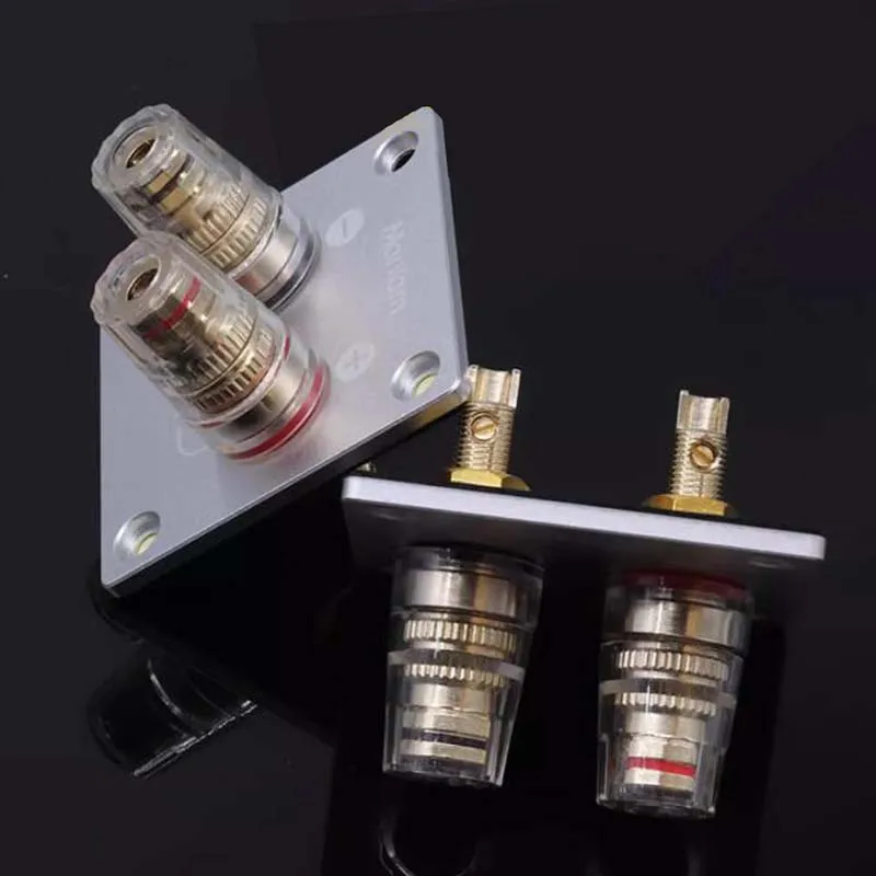 DLHiFi 2-Way Square Aluminum Alloy Audio Speaker Pure Copper Terminal Socket Binding Post Speaker Box Banana Plug Connector