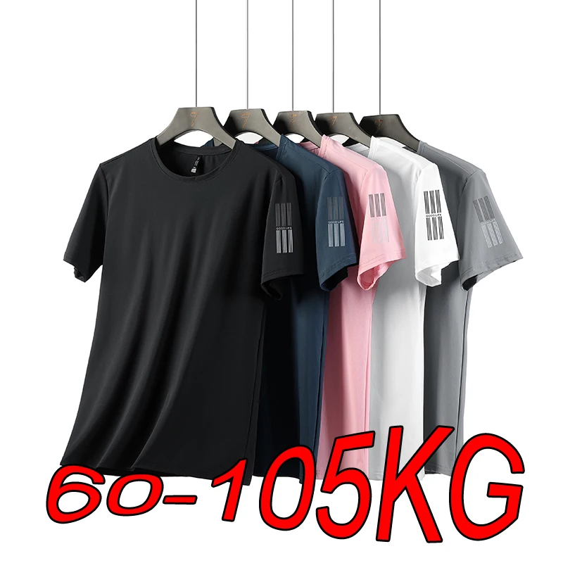 

Ice Silk Short-sleeved Men's and Women's Plus Size M-7XL Couple Outdoor Fat Short-sleeved Breathable Sports Jogging T-shirt