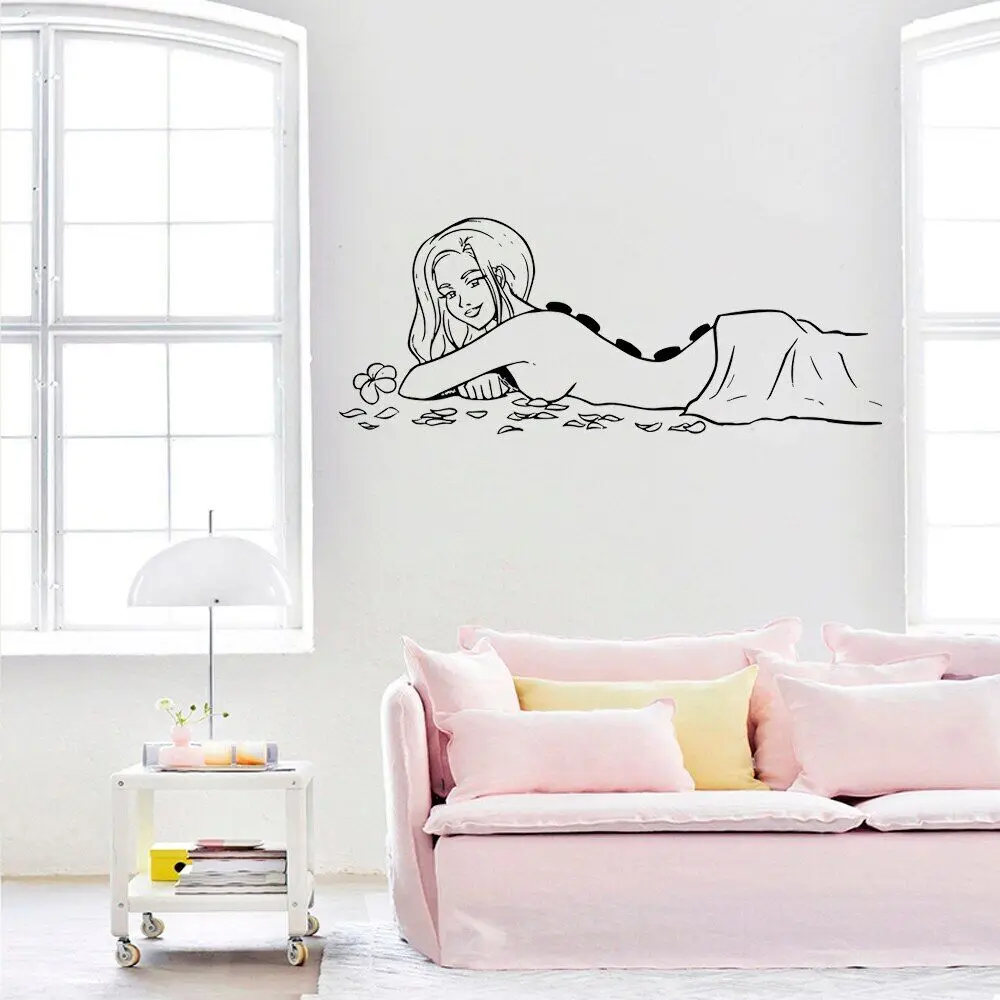 Wall Vinyl Sticker Decals Mural Room Design Pattern Spa Beauty Salon Thai Massage Relax Girl Professional Foot Decoration