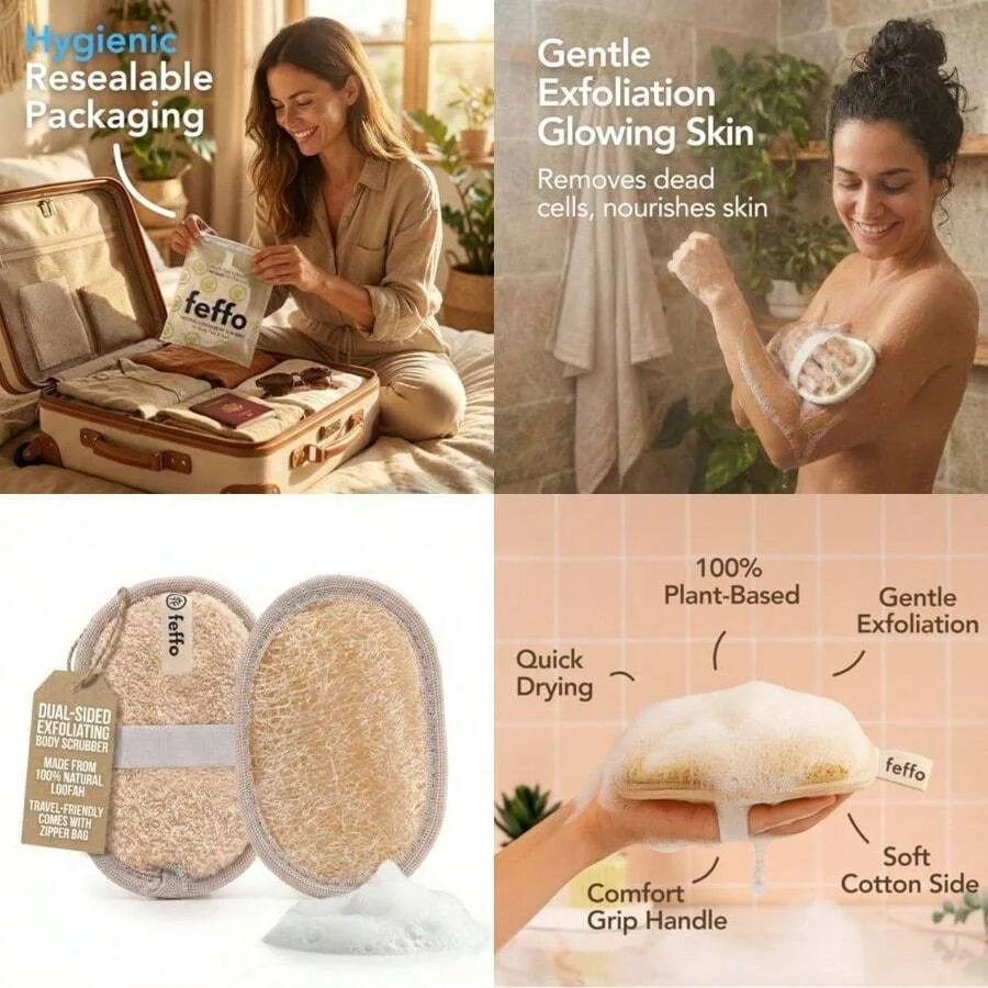 

【New style】Loofah Sponge For Body Scrub Exfoliating Body Scrubber And Loofah With Handle Exfoliating Pads Loofah For Women Men