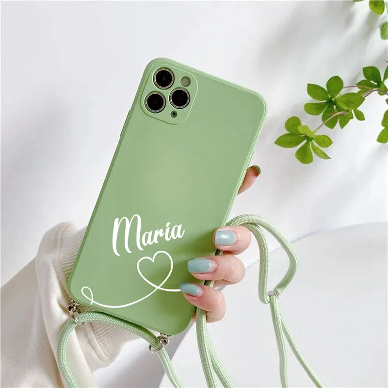 PERSONALISED CUSTOM INITIAL NAME phone Case For huawei P30 P20 P40 lite Pro Necklace Lanyard Rope Matte Cover