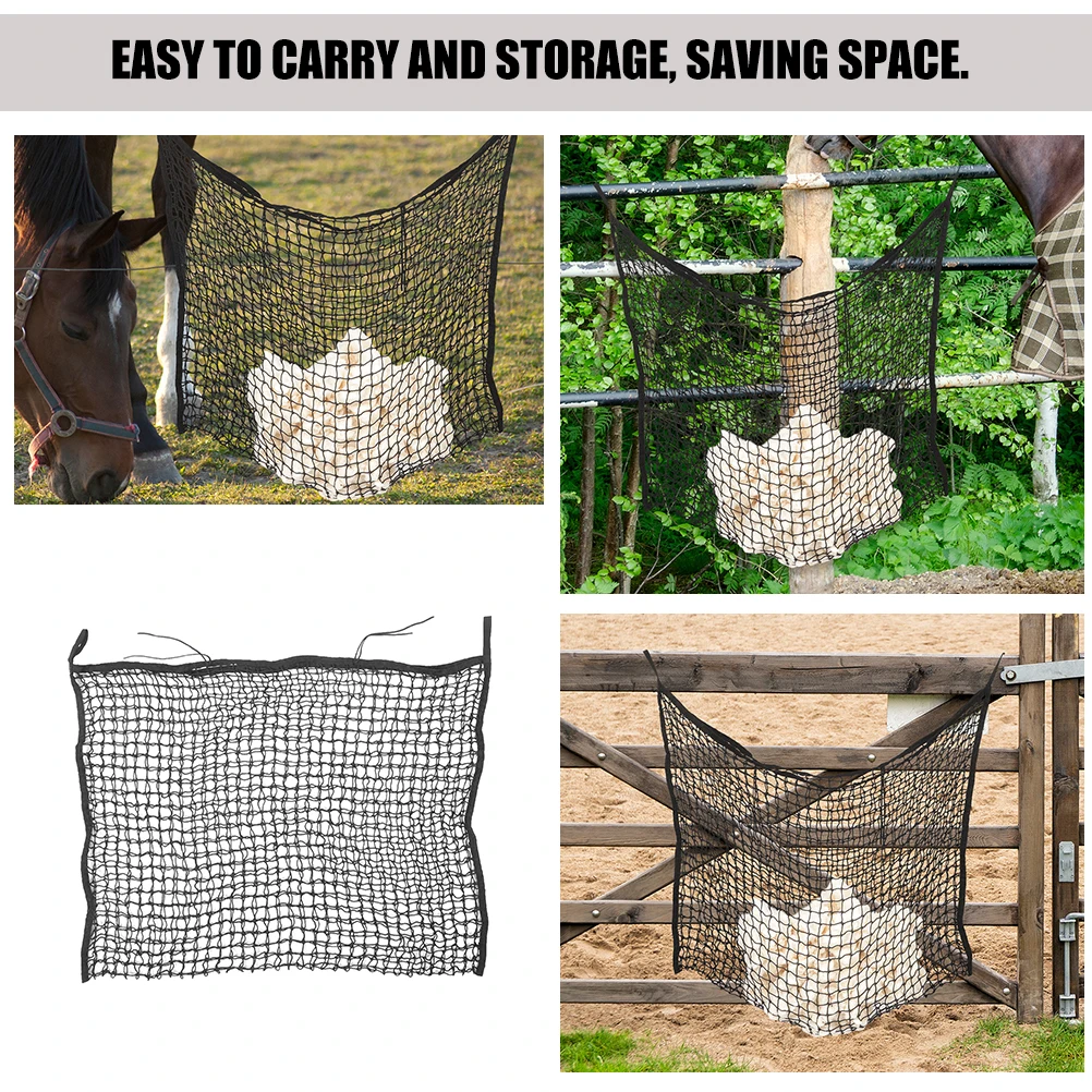

60x90cm Black Mesh Slow Feeding Slow Feeder Hay Nets For Horse Reusable Storage Pouch Horse Hay Nets Feeder Pet Supplies