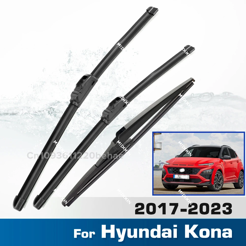 

For Hyundai Kona 2017 - 2023 Windshield Windscreen Window Brushes Wiper Front & Rear Wiper Blades Set 26"+16"+12"
