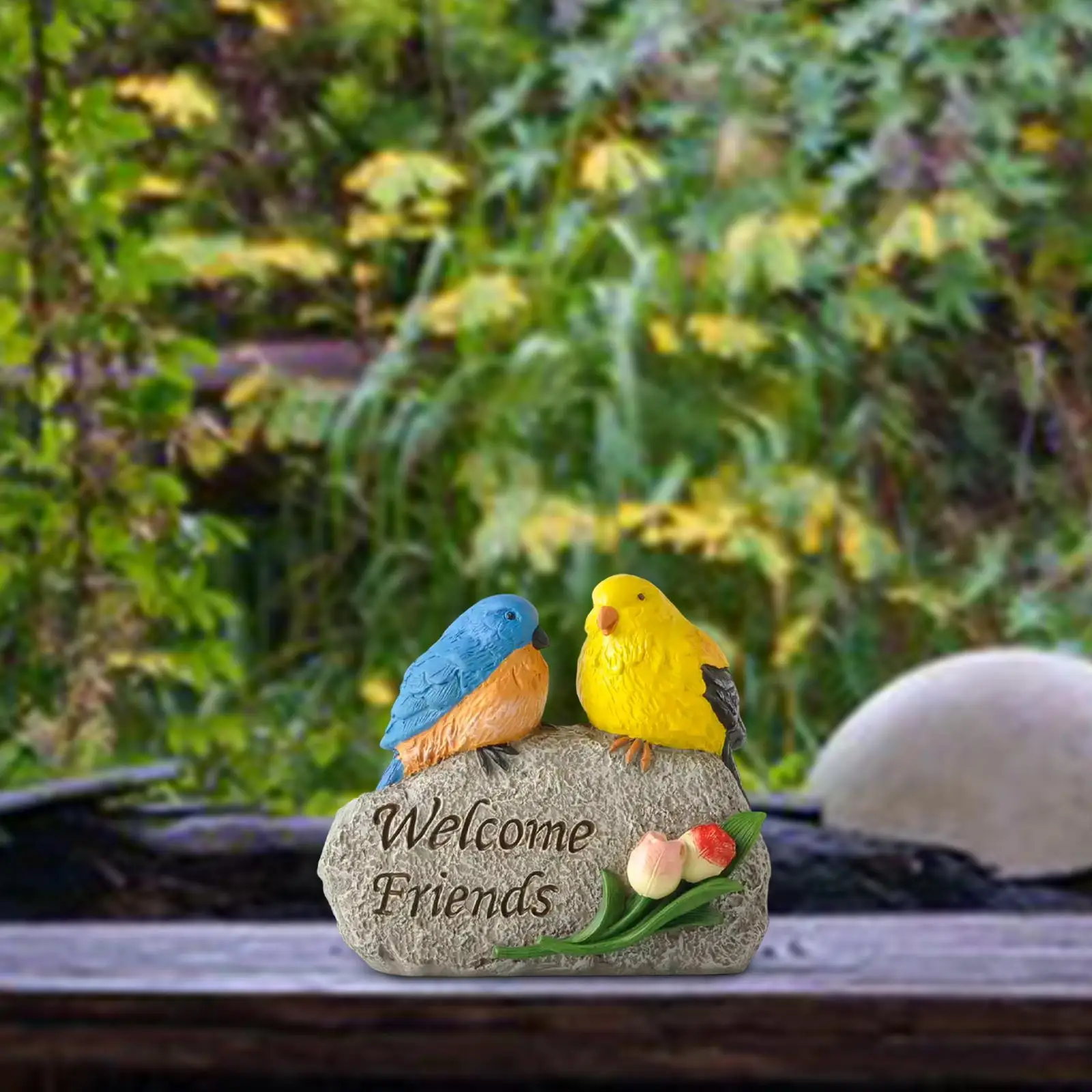 

Садовая статуя из смолы, украшение для газона, домашний декор, коллекционная фигурка птицы на камне для кашпо, вечеринки, заднего двора, крыльца, клумба