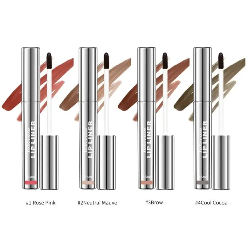 Delineador de labios despegable de larga duración, 4 unidades/juego de delineador de labios a prueba de transferencia, resistente al agua y a las manchas durante todo el día y la noche