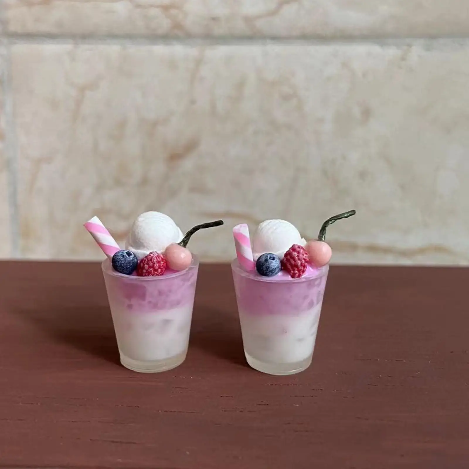 Dollhouse Miniature Tableware Ice Cream Coffee Cup 1 6 Scale Resin Clay Pretend Food Kitchen Accessory for Dollhouse Furniture