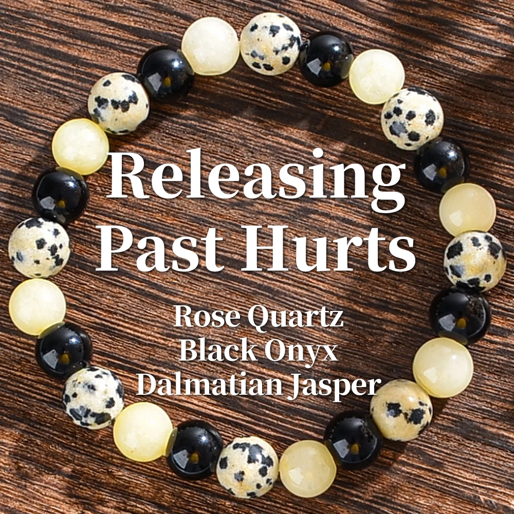 과거의 크리스탈 팔찌, 핑크 크리스탈, 블랙 아게이트, - Gemstone Bracelet Healing 리뷰 및 가격