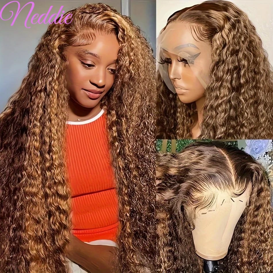 Highlight Wig Human Hair Curly Wigs 13X4 13X6 Hd Lace Frontal Wig Colored Brazilian 4/27 Deep Wave Lace Front Wigs For Women