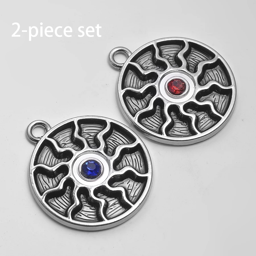 2-Piece Set of Sun Wheel Pendants with Rhinestones, DIY Handmade Pendants with Radiating Pattern Sun Disc Center Inlaid with Colored Rhinestones, Suitable for DIY Bracelets, Necklaces, Earrings, and Hanging Ornaments, Handmade Beaded Decoration Accessories
