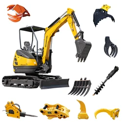 mini excavator 3.5 Ton CE EURO5 Fast Delivery mini small excavator 1 ton 2 tons chinese Crawler mini digger excavators for sale