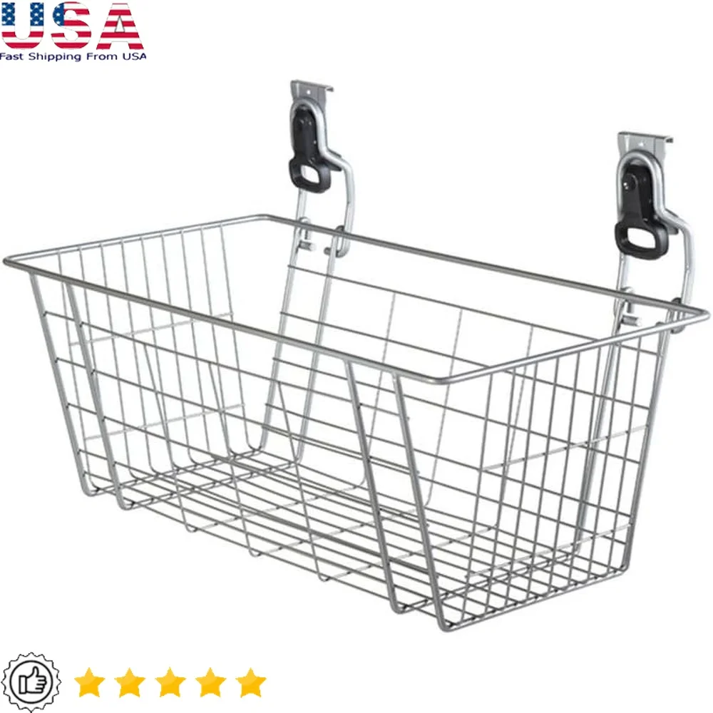 

Wall Mounted Storage System Heavy Duty Wire Mesh Basket Organizes Tools Toys Sports Equipment Holds 50lbs Easy Installation