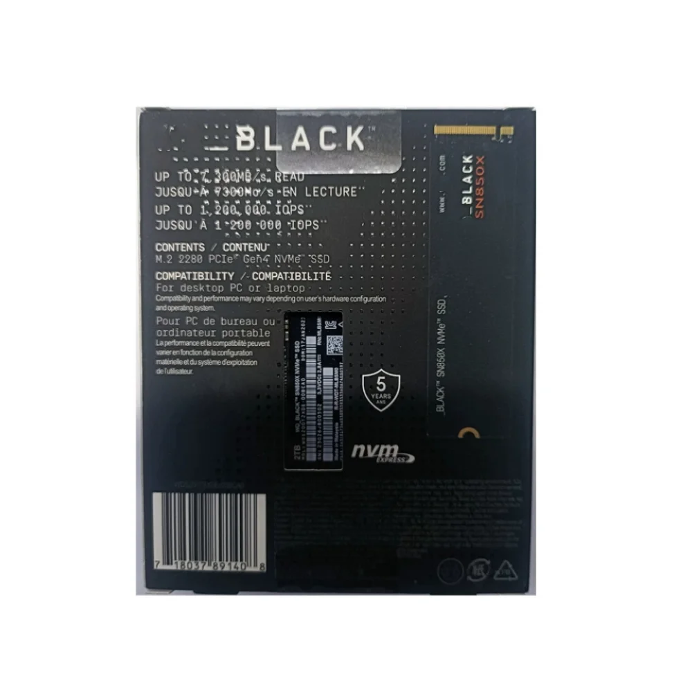 SN770 SN850X  Internal  1TB 2TB 4TB  NVMe M.2 2280 PCIe 4.0 X4  Drive Solid State Disk for  PWestern Digital WD  C PS5 Desktop - view 6