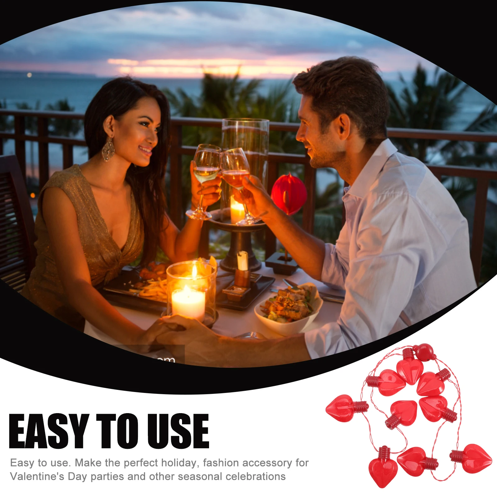 

Necklace Love Glowing Heart Bulb Props Valentine's Day Light Decorations Festival Accessories Red