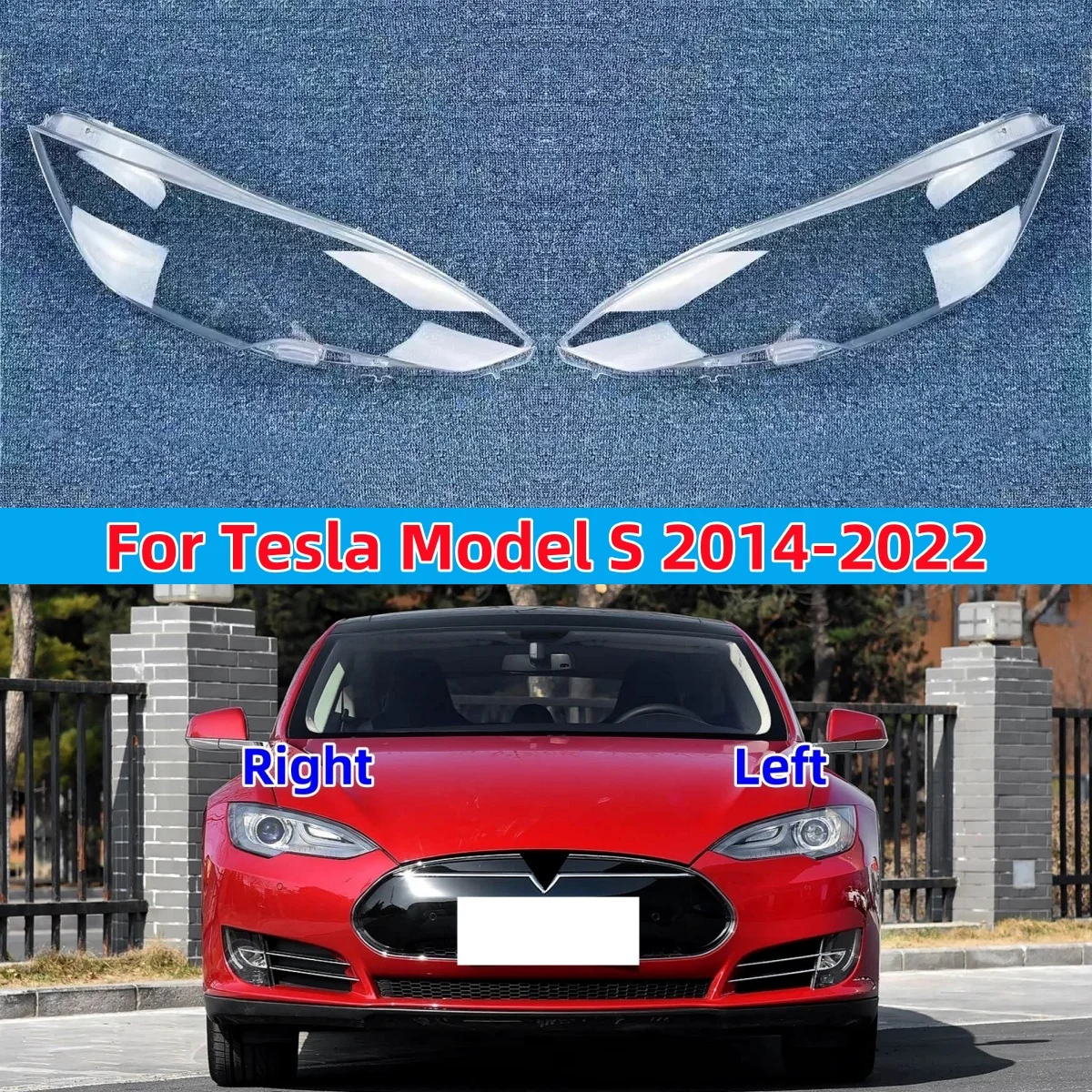 For Tesla Model S 2014 2015 2016 2017 2018 2019 2020 2021 2022 Car Headlights Glass Headlamp Frame Shell Clear Lampshade Cover