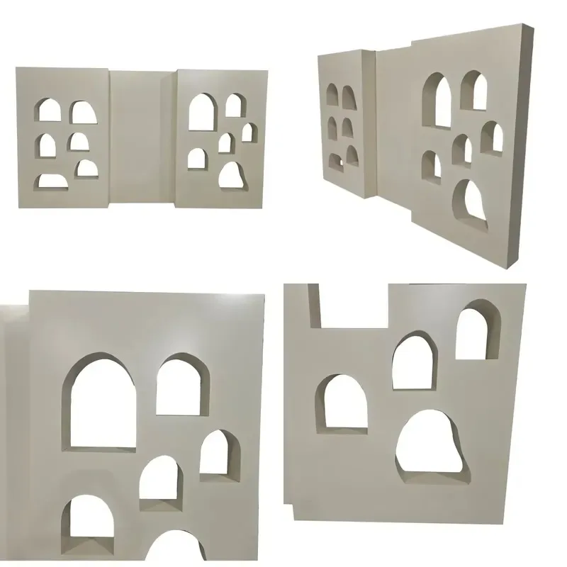 Modular Asymmetrical Arched Hollow Plywood Partition Decorative Wall