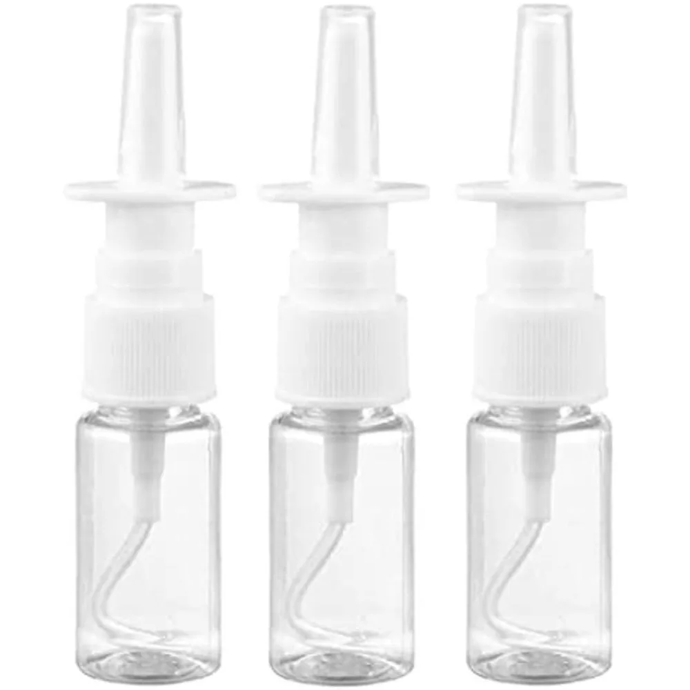 3pcs 10ml Nasal Mist Spray Plastic Bottle Clear Empty Rhinitis Care Sprayer Direct Spray Container for Saline Essential Oils